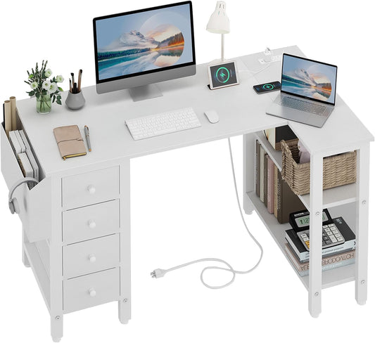 Lufeiya L-Shaped Gaming CPU Desks, White