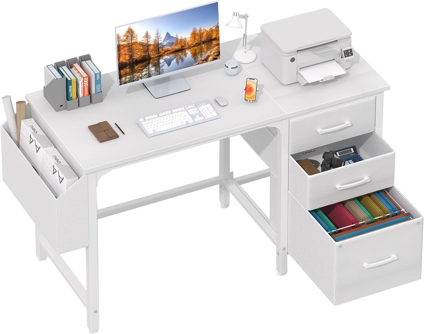 Lufeiya 47‘’ Computer Desk with File Drawers Cabinet