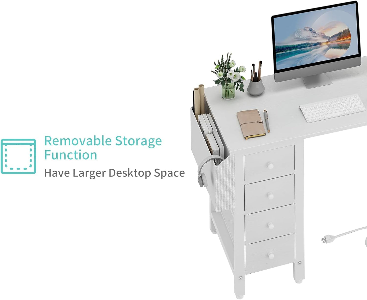 Lufeiya L-Shaped Gaming CPU Desks, White