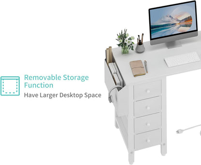 Lufeiya L-Shaped Gaming CPU Desks, White