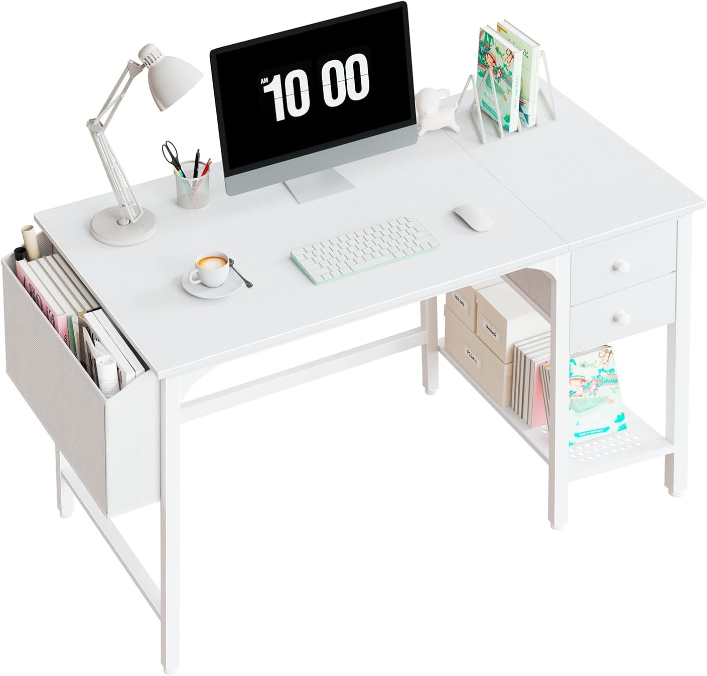 Lufeiya Computer Desk with Drawers, White