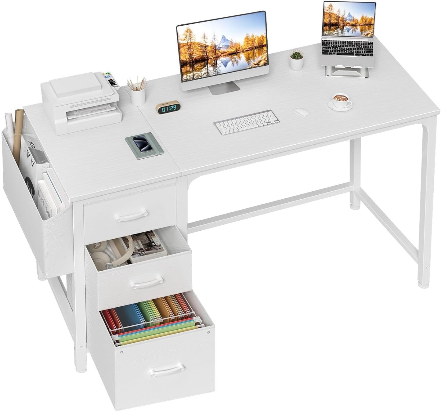 Lufeiya 47‘’ Computer Desk with File Drawers Cabinet