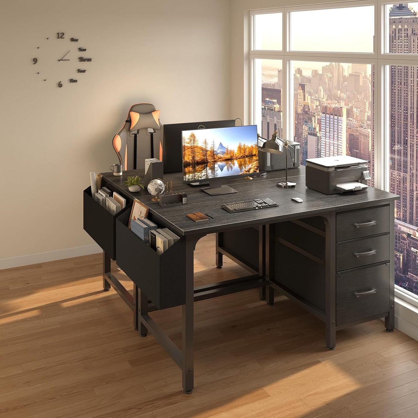 Lufeiya 47‘’ Computer Desk with File Drawers Cabinet