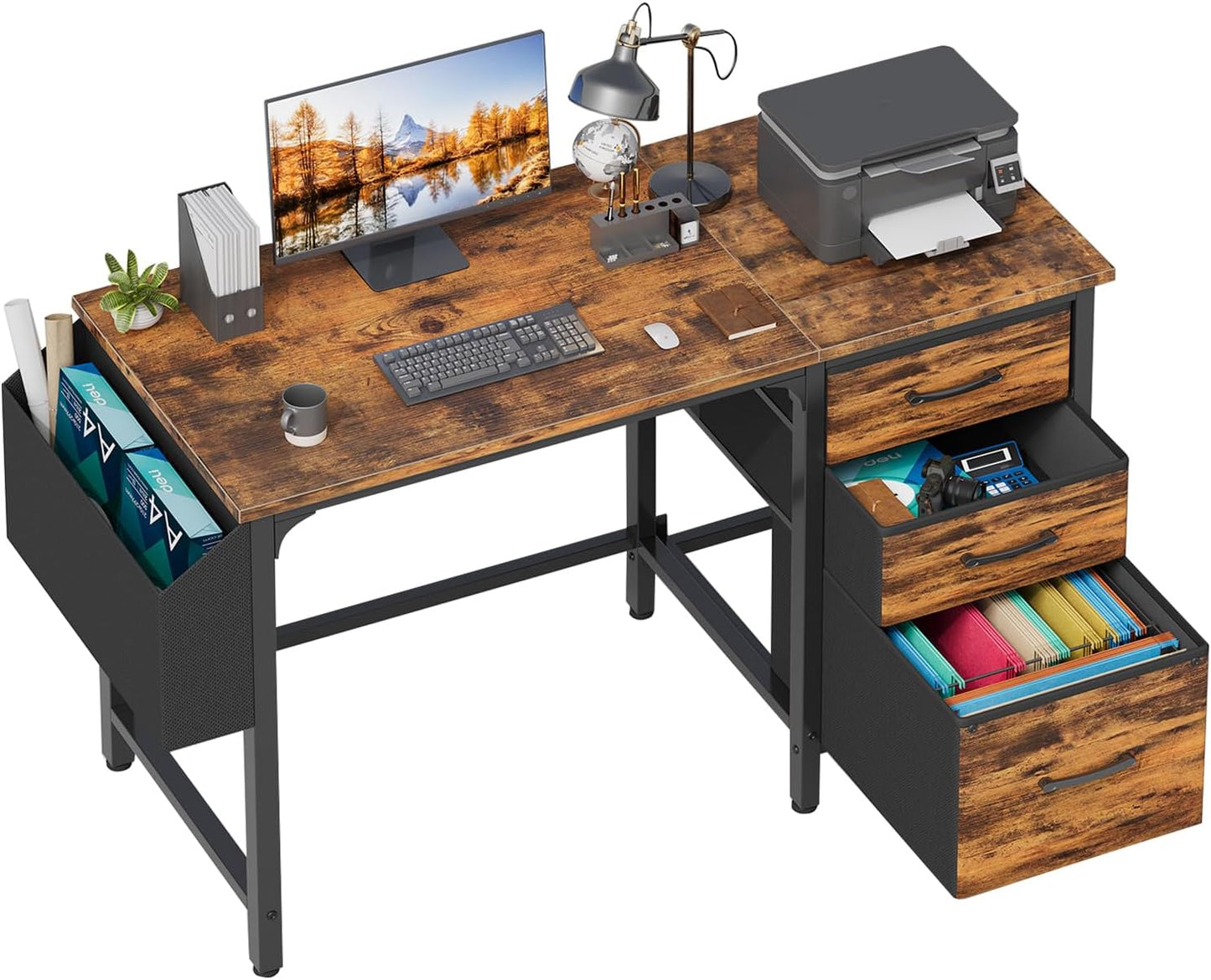 Lufeiya 47‘’ Computer Desk with File Drawers Cabinet