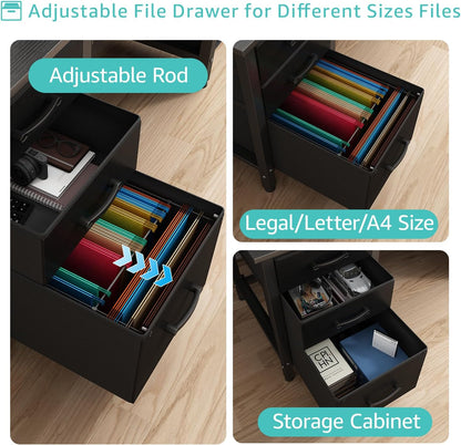 Lufeiya 47‘’ Computer Desk with File Drawers Cabinet