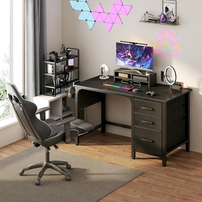 Lufeiya 47‘’ Computer Desk with File Drawers Cabinet