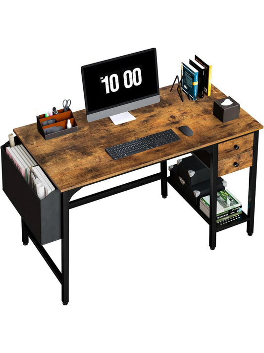 Lufeiya Computer Desk with Drawers , Rustic Brown